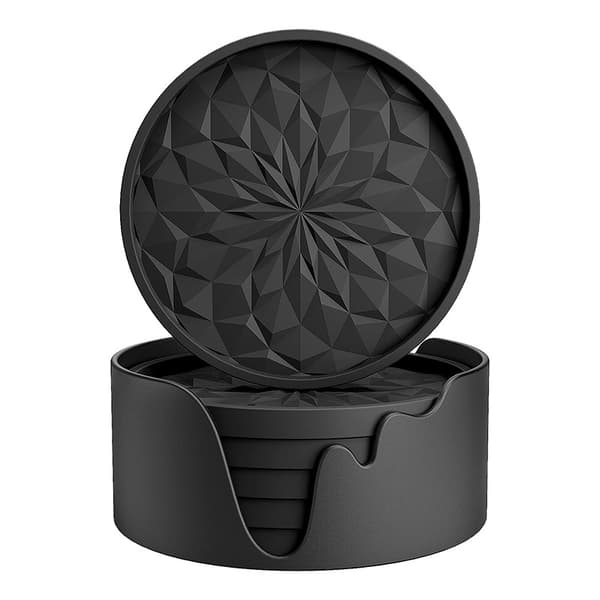 6 silikonialustan setti pidikkeellä, musta Black