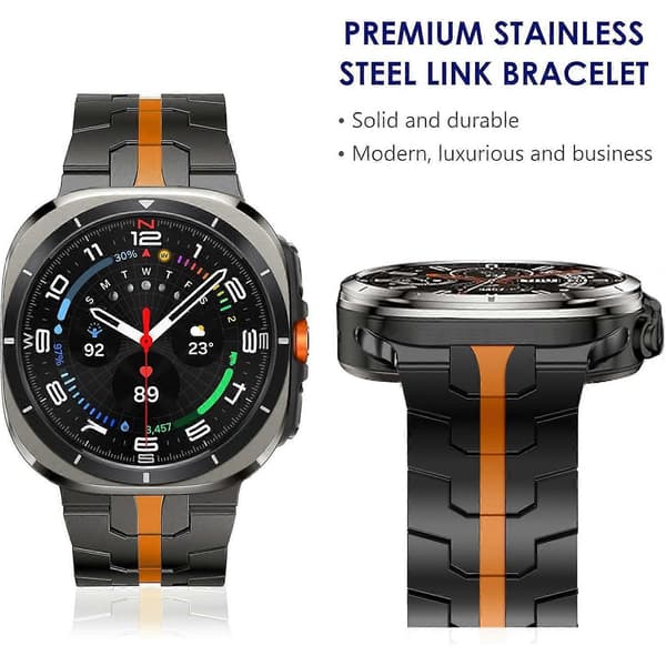 Til Samsung Galaxy Watch Ultra 47mm sommerfuglespænde urrem i titaniumlegering - sort