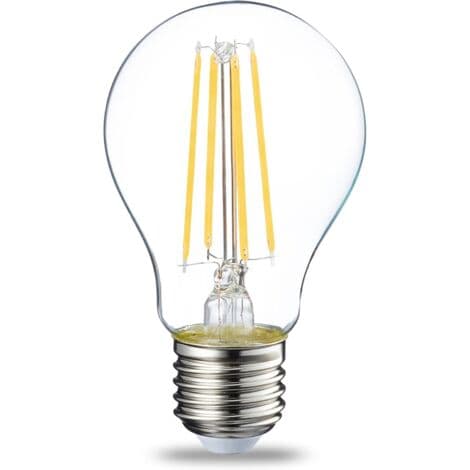 Förpackning med 4 LED-lampor, Edison skruvbas E27, 7W (motsvarande 60W), ej dimbar, varmvit