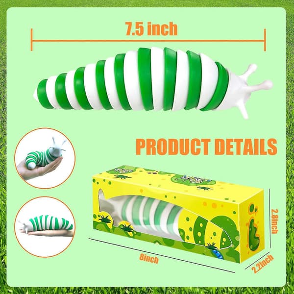 Fidget Slug Leksak, 3D Ledad Avlastning Anti-ångest Flexibel Snigel Fidget Leksak Presenter För Barn