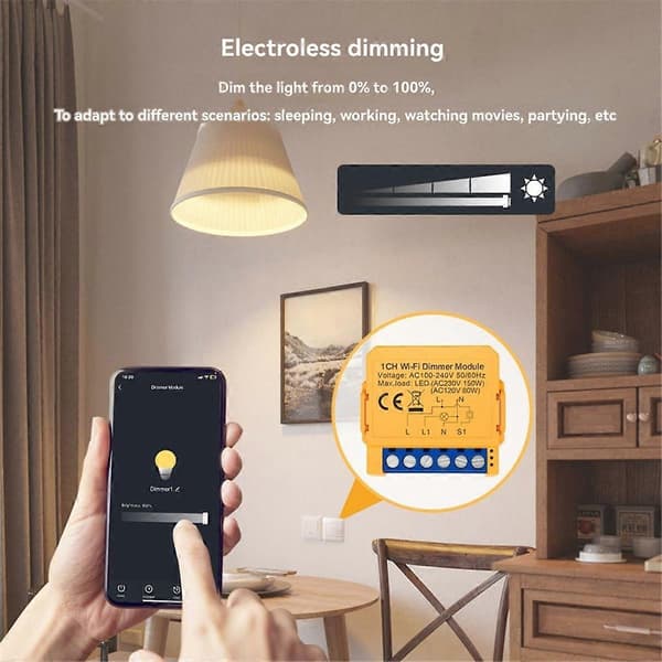 Tuya WiFi Dimmer Modul Smart Hjem DIY Bryter Støtter Stemmekontroll APP-kontroll