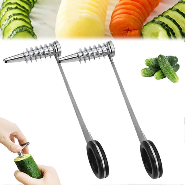 2 stk piranha spiral kutter, piranha spiralizer spiral kutter i rustfritt stål, for grønnsaker