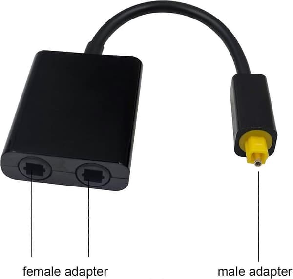 Toslink Splitter 1 til 2 Digital Optisk Lydsplitter 1 inn 2 ut Lydadapter Kabelsplitter
