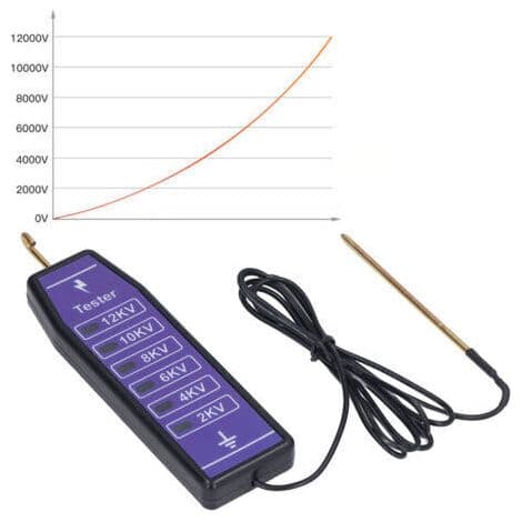 Elektrisk gjerdetester, 6 indikatorlys, bærbar vanntett voltmeter opp til 12 000V, for gård, hjem, hage