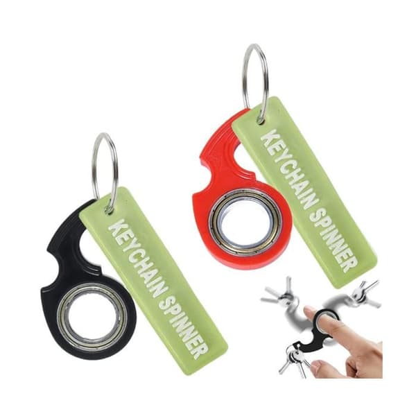 2-pak Fidget Spinner Nøglering, Bærbar Spinnende Nøglering, Multifunktionelt Nøgle Spin Legetøj, Afslapning, Kedsomheds-aflaster