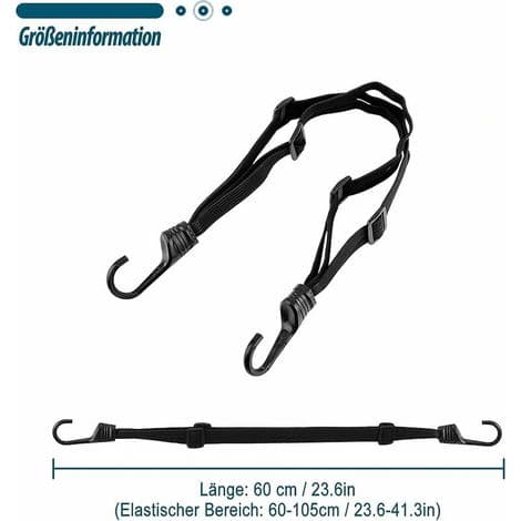 Elastiska Bungee-snören med krokar, Motorcykel Elastisk Rem, Bagagerem, Hjälmrem, Svarta Elastiska Bungee-snören, Motorcykelrem etc. (60 c