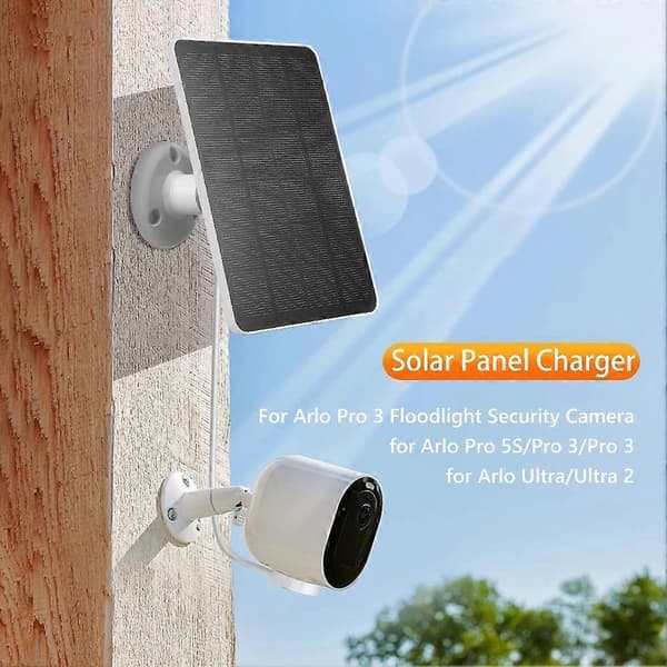 Solpanel til Arlo Pro 4/Ultra 2/Pro 3/Ultra/Pro 5S overvågningskamera opladningspanel