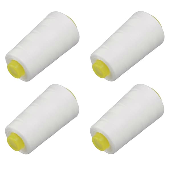 4 stk. Serger-tråd Hvit Premium Polyester Robust Slitesterk Bredt Anvendt Hvit Tråd