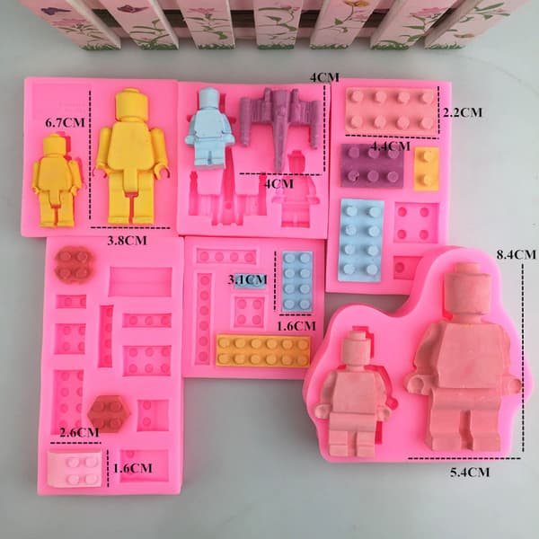 Byggeklodser Kagepynt Fondantforme (4 stk.)
