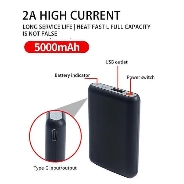 5000mah Oppladbart Batteri DC 5V 2A for Sokker Hansker Oppvarming js