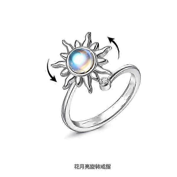 Fidget Ring för Kvinnor Flickor Öppna Justerbara Ångestringar Solros Daisy Månsten Stjärna Knogringar Spinnerringar