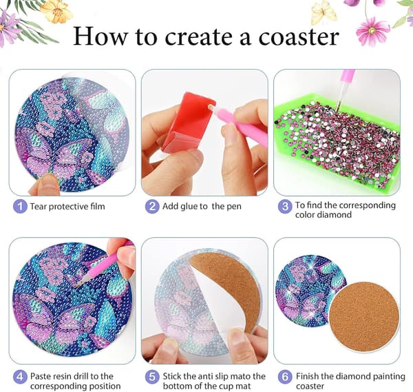 DIY 8-delt insektformet diamantmaleri sæt med holder til voksne