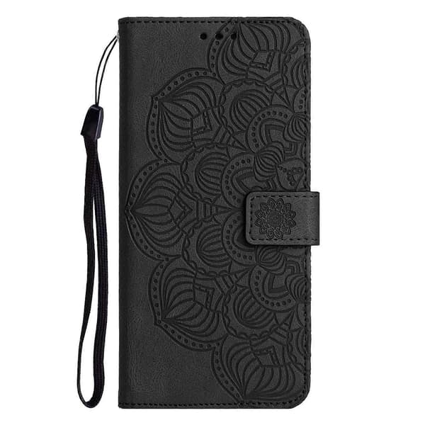 För iPhone 14 Plus Mandala präglat flip-läderfodral