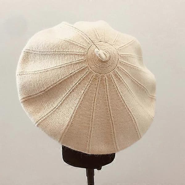 Hat til stor omkreds vinter blød kashmir baret hat kvinder retro varm strik kunstner hat afslappet græskar hat