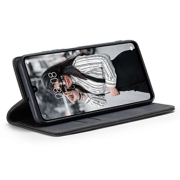 CASEME 013 Series Auto-absorberende Læderpung Etui til Huawei P30 Lite New Edition/P30 Lite/nova 4e [DB]