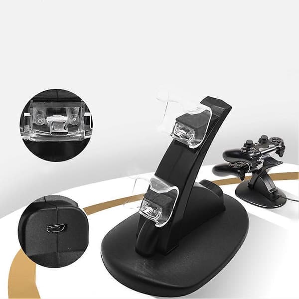 Dobbel Lader Kontroller Stativ Skrivebordslader for PlayStation 4 Spillkonsoll Joystick
