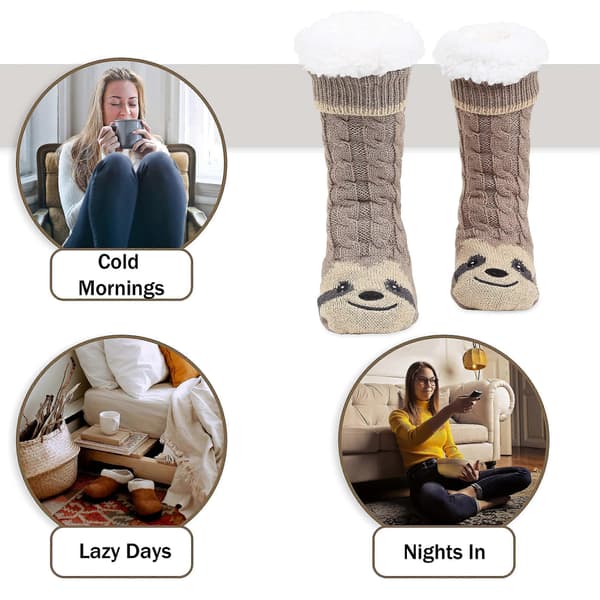 Hjemmesko Strømper Kvinder, Søde Dovendyr Varme Fleece Fluffy Anti-skrid Strømper