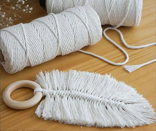 Makrame bomullsrep 4 mm, 100 m bomullsgarn, naturligt makramegarn, snöre växttapet DIY flätat rep växthängare
