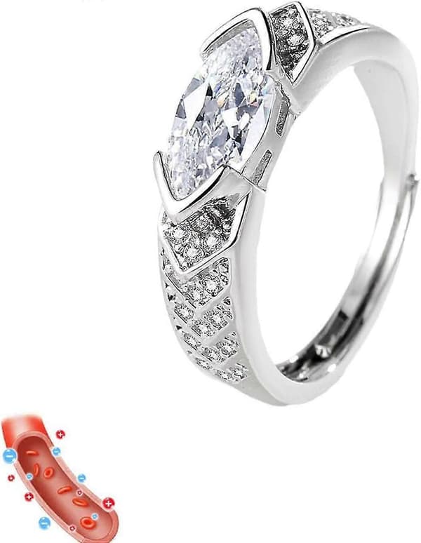 Magnetisk Lymfeterapi Titanium Ion Moissanite Diamantring, Moissanite Magnetisk Ring, Lymfeknuder Zirkonring