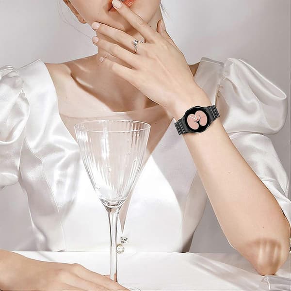 Til Samsung Galaxy Watch7 44mm 40mm urrem 7-perler rustfrit stål håndledsrem - Sort