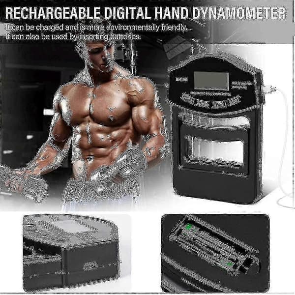 Gribestyrketester, 396lbs/180kg Digital Hånddynamometer Gribestyrkemåler USB LCD-skærm Håndgreb Dynamometer