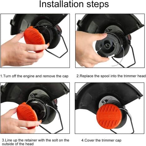 4 STK Spolehetter + 4 STK Fjærer Reservedeler Tilbehør kompatibel med BLACK + DECKER RC-100-P gresstrimmere