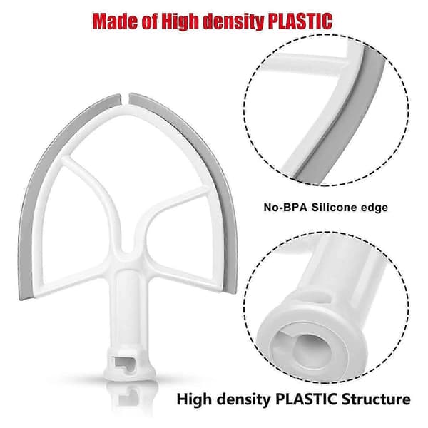 5QT flat visp for KitchenAid stativmikser bolleskraper, padle erstatning tilbehør