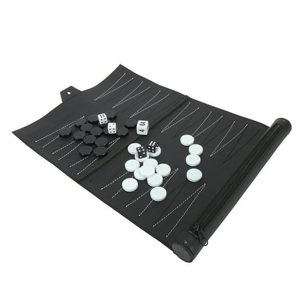PU-nahkainen backgammon-setti matkoille, perheen virkistyskäyttöön, backgammon-lautapeli