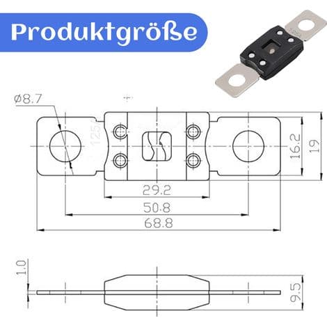 Mega högströms-skruvsäkringar, 2-pack, 125 A vid 58 V DC, för bil, lastbil, husbil.
