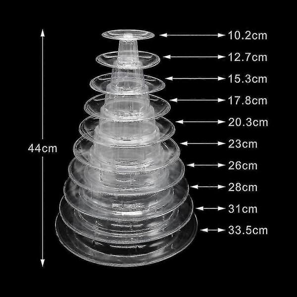 6-lags Rund Macaron Tårn Stand i Plastik - Display Stand til Dessert - Macarons Holder