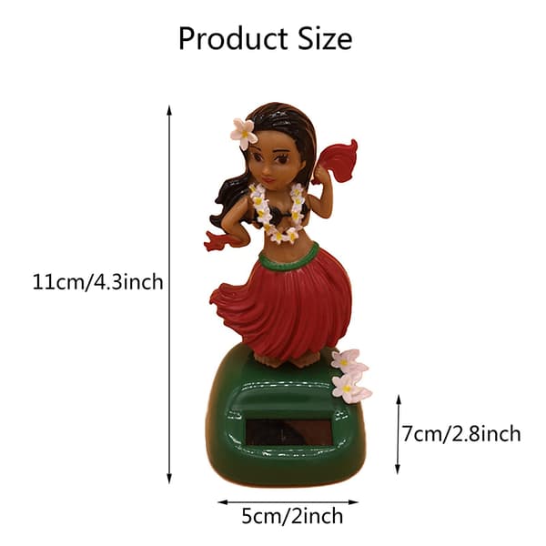 1 st Solcellsdriven Hula-flicka Bobble Skakande Huvud Docka Bilinstrumentbräda Dansande
