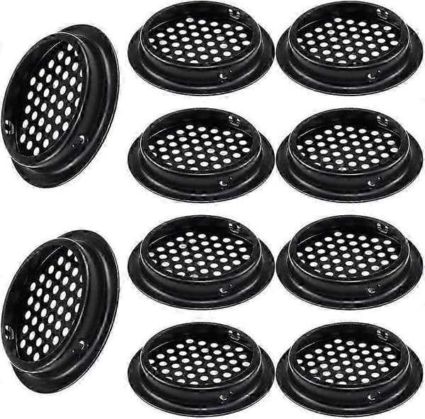 Rund Ventilationsrist 10 Stykker Rund Udvendig Ventilationsrist 53 mm Rustfrit Stål Sort Ventilationsrist Opretholder Luftstrøm til Køkken Ca