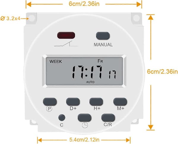 Cn101A DC 12V Digital LCD-timer Programmerbar LCD-skjerm Digital LCD Strømforsyning Ukentlig Timer Reléstyring Med Vanntett Deksel Hvit