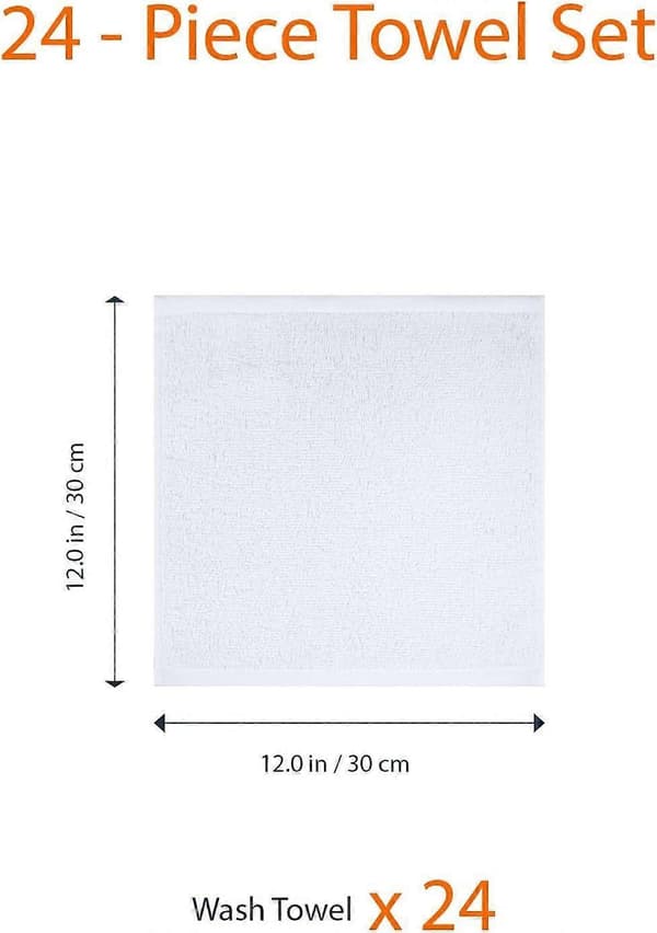 24-pack bomullshanddukar för badrum/salong, snabbtorkande, handduk, hög absorptionsförmåga, 30 x 30 cm, vit