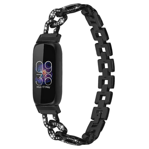 Fitbit Inspire 3 -metalliranneke, jossa kimalteleva strassikoristelu -