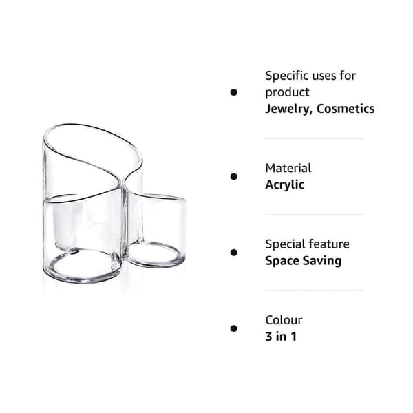 Makeupbørsteholder Organizer, 3-rums Akryl Makeupbørste Organizer