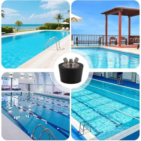 Sort vinterprop til swimmingpool i ét stykke, frostsikringsprop til swimmingpool-rør, prop i rustfrit stål, 25 mm gummiprop til vinterbrug, velegnet til poolafløb