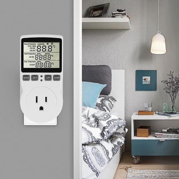 Digital Temperaturkontroller Strømuttak EU Plugg Termostat Med Timerbryter Sensor Probe Oppvarming Kjøling