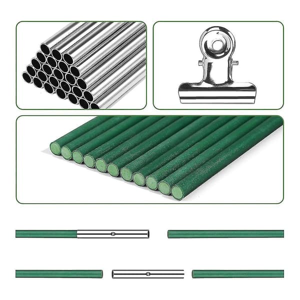 36-pack Växthusbågar 6 Set med 2,6 m Lång Trädgårdsbågesats, Rostfritt Glasfiber[YDE]