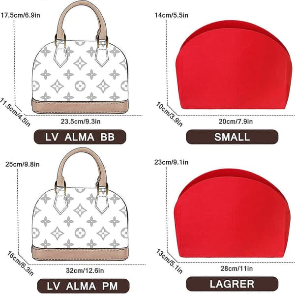 Hanag Organizer til Alma Insert, Filt Taske Organizer Pung Organizer Insert til Alma BB Insert Organizer (BB, Rød)
