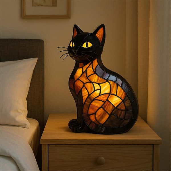 Glasmalerei Katze Lampe Katzen Glasmalerei Harz 3D Süß