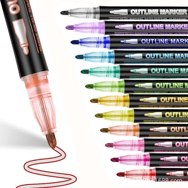 Glitterpen 8 farver metalspids gelpen til scrapbooking påskekunst