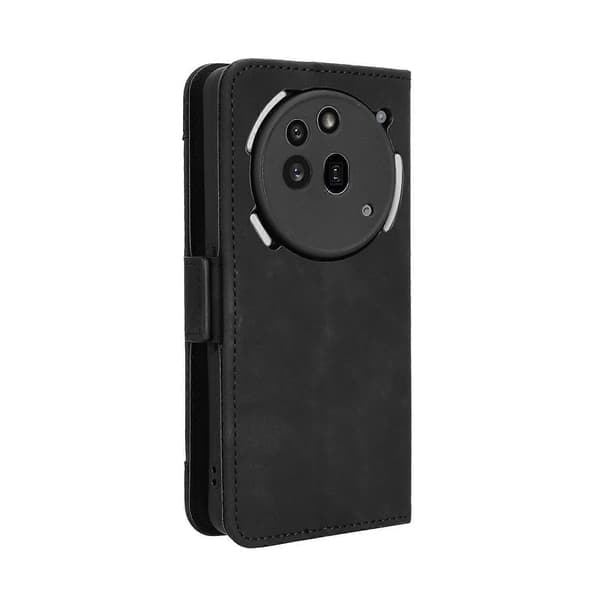 Telefonfodral i läder med kalvstruktur och kortplatser