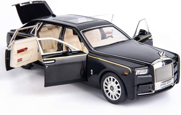 1/24 Rolls-Royce Phantom Modelbil, Zinklegering Træk Tilbage Legetøjsbil med Lyd og Lys til Børn Drengegave