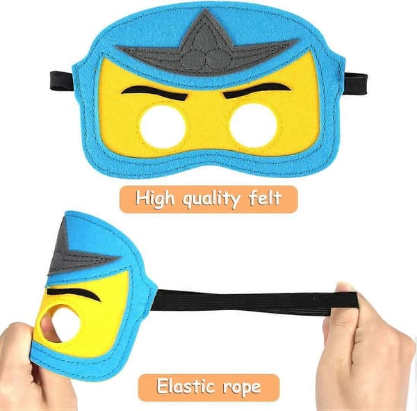 Filtmask för barn, 6-pack Samurai-ögonmasker, Barnkalaspåsar, Maskerad för barnkalas, Halvmask