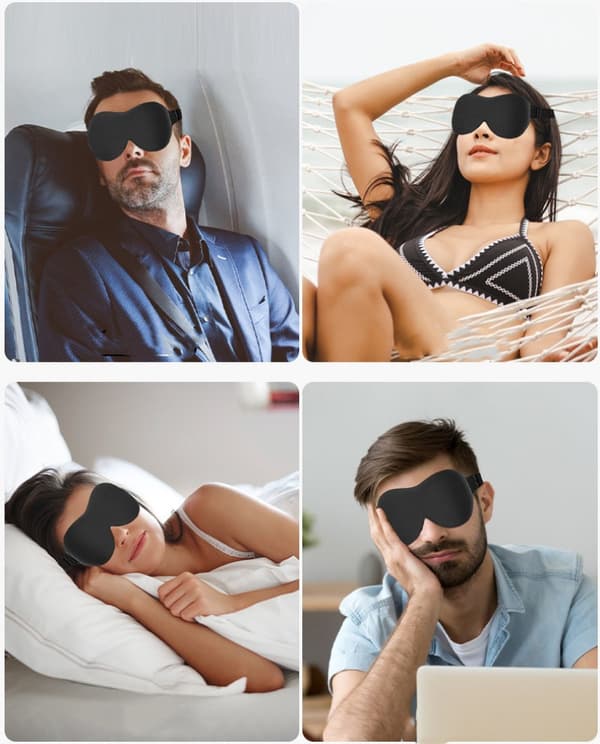 3D Sovemaske for totalt mørke Svart