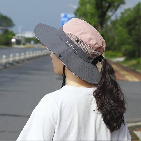 Solhat dame solhatte bred skygge UV-beskyttelse fiskehat mesh