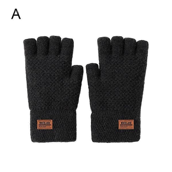 1 Par Alpaca Ull Fingerlösa Vantar Varma Mäns Stickade Halvfinger Vantar