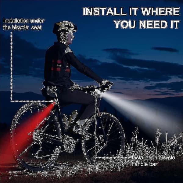 4-pack USB-uppladdbart cykelbelysningssats Fram och Bak LED Cykellampa...