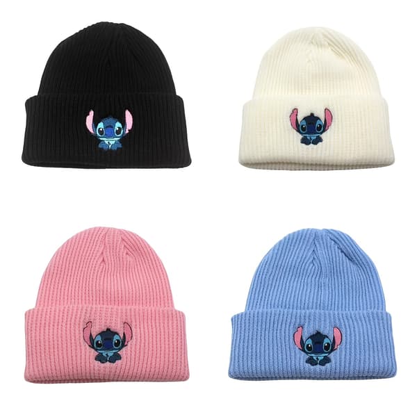 Stitch brodert lue - lett, elastisk polyester, varm vinter- og julegave til par, unisex-genser med justerbar F